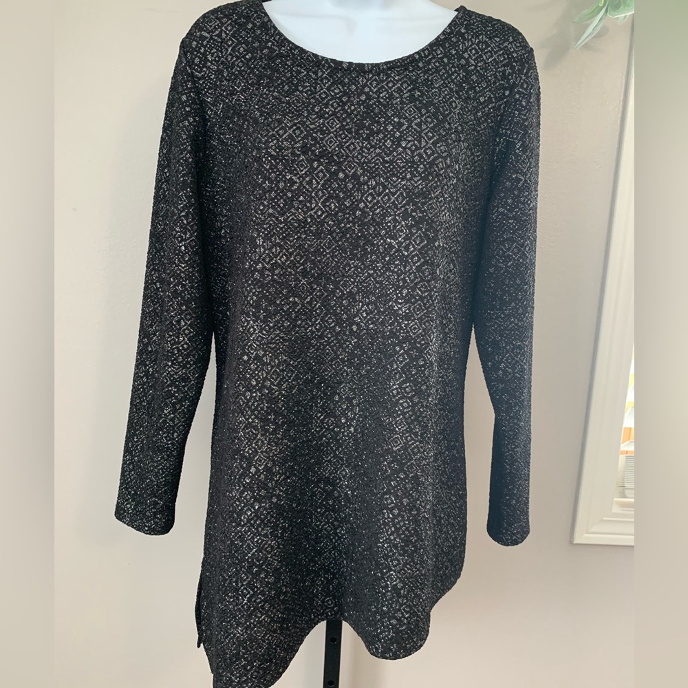 Christopher & Banks Black and Silver Patterned Tunic